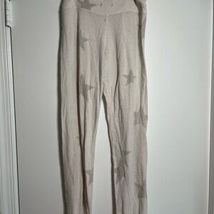Sundry Cream Knit Pajama Leggings with Logo Tag